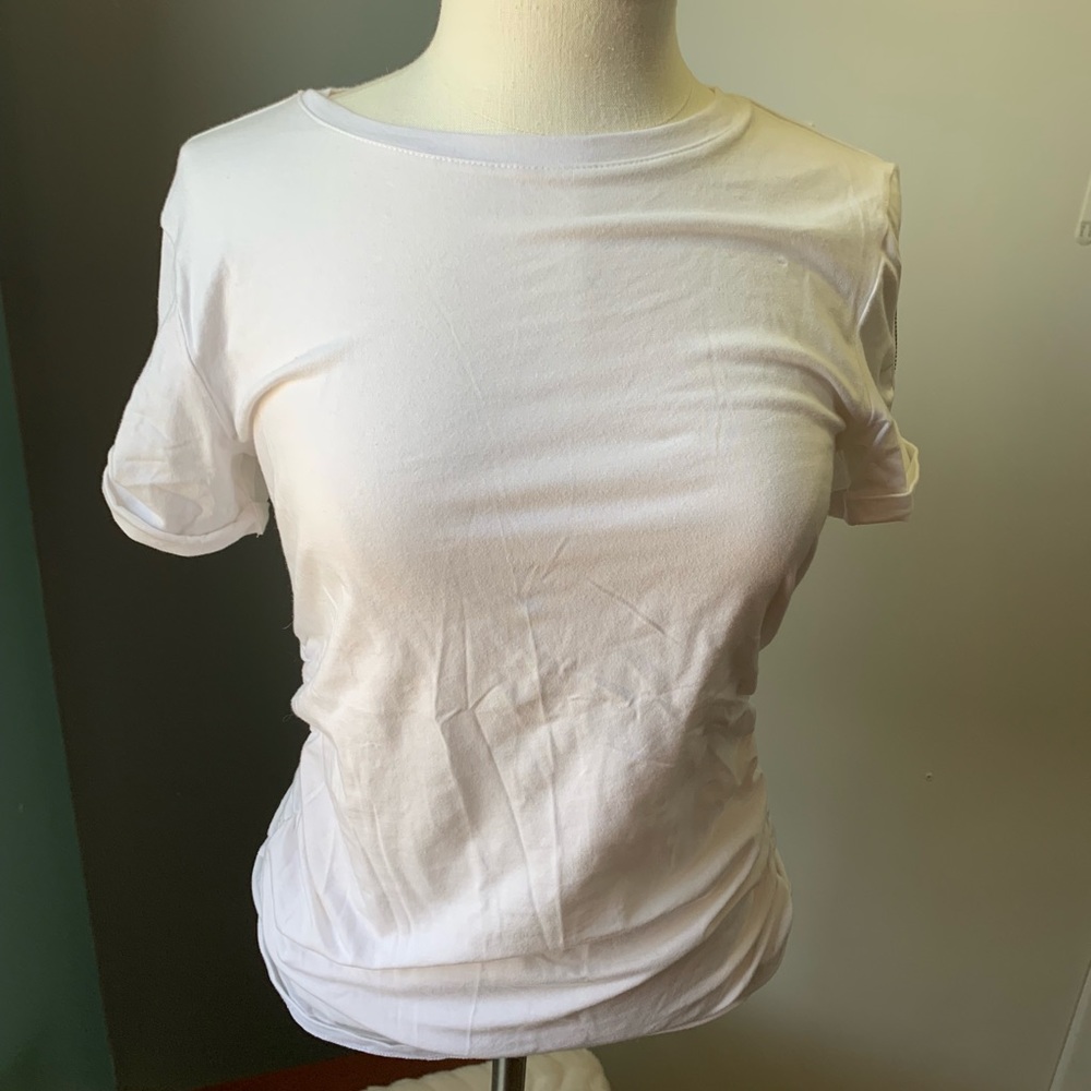 🌟NWT Michael Kors silver zip white t-shirt!